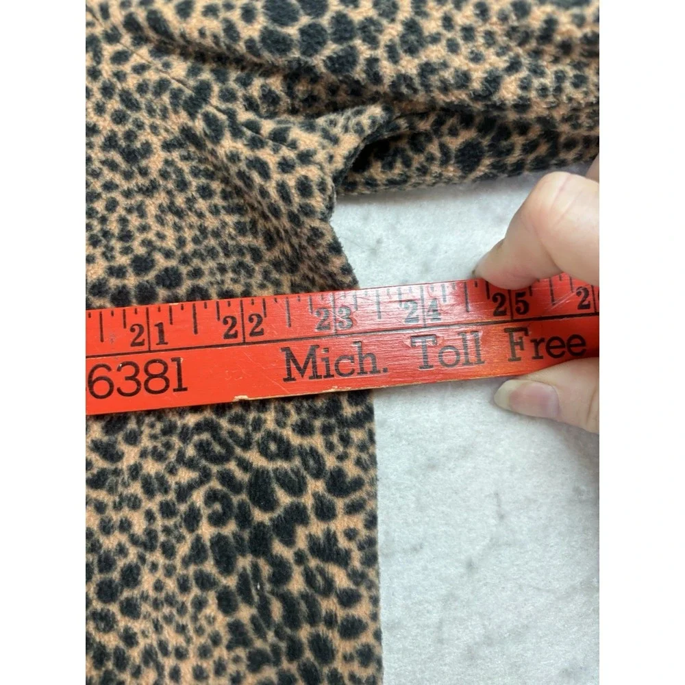 Lands End Anyweather Fleece Quarter Zip Pullover Womens XL Animal Print 1/4 Zip
